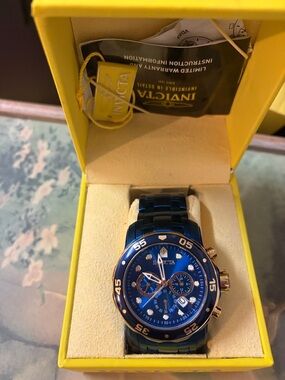 Invicta Blue and Gold Chronograph Bracelet Watch